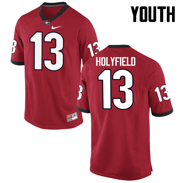 Youth Georgia Bulldogs #13 Elijah Holyfield College Football Jerseys-Red - Click Image to Close